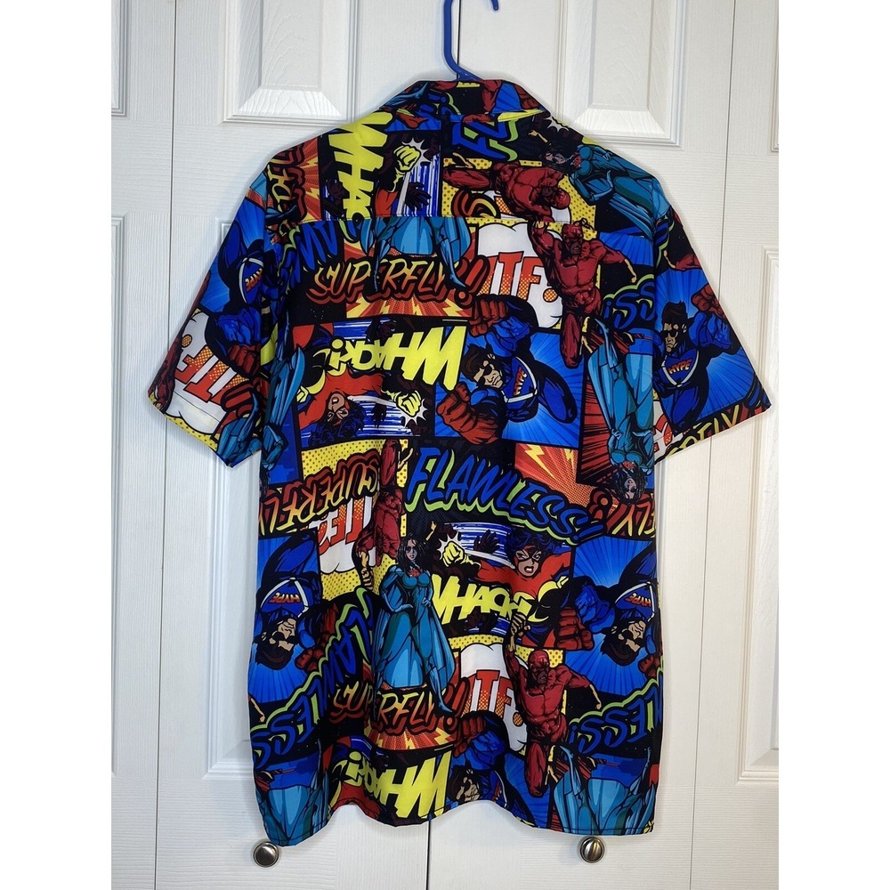 Oh Snap Graphic Shirt Drill Clothing Pop Art Button-up Retro Superhero NWT Sz  L - Picture 2 of 4